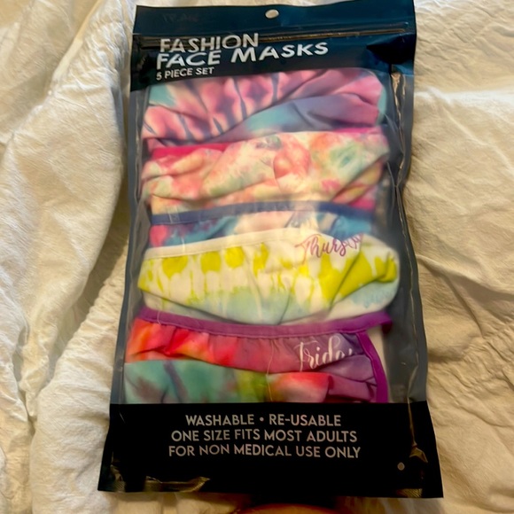 5pc pack teens kids Tie dye🌈 face masks adult small - Picture 1 of 5